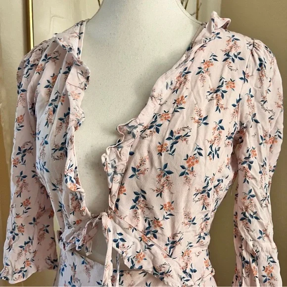FOR LOVE & LEMONS x REVOLVE Nostalgia Floral Tie Front Mini Dress Size Small - Picture 5 of 14